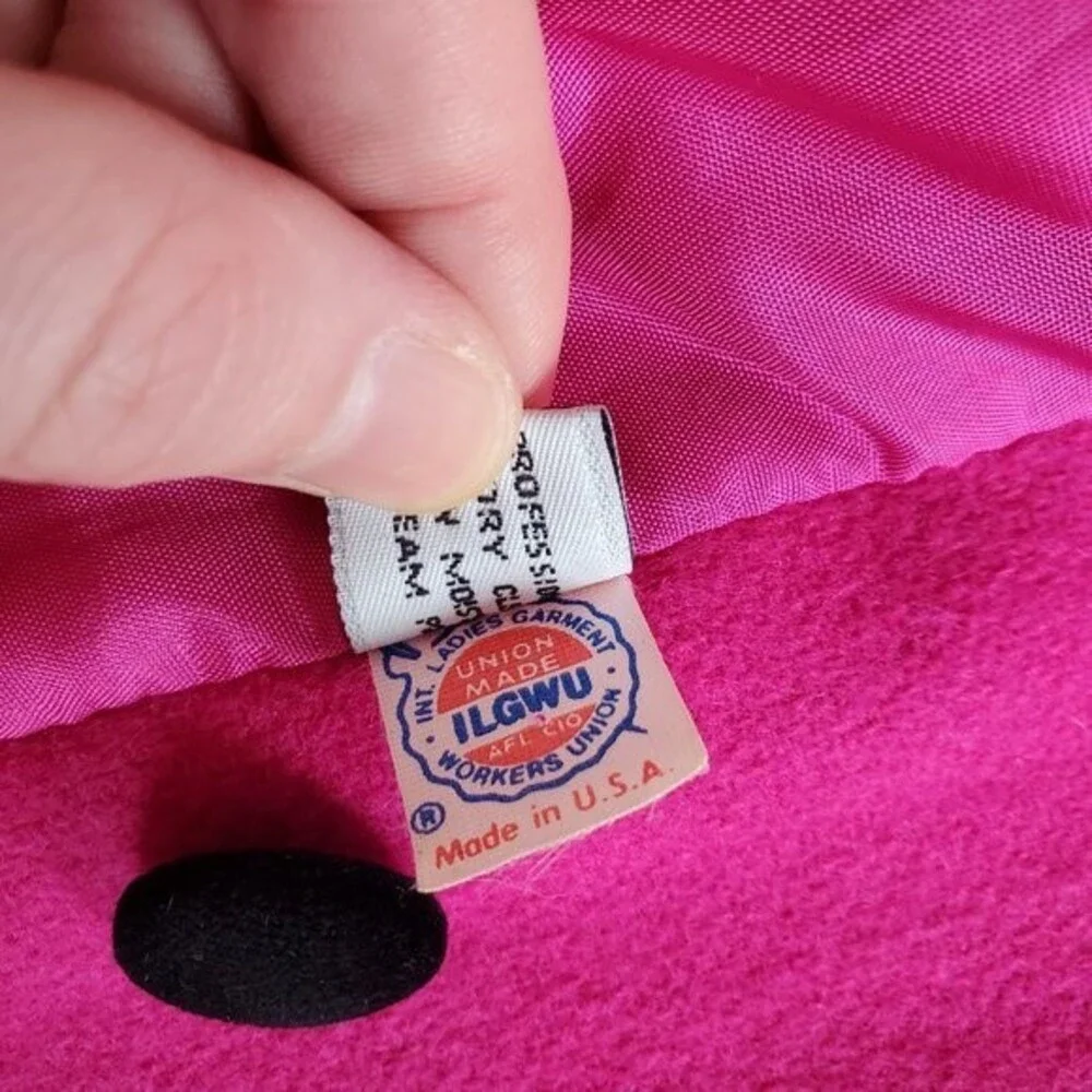 Vintage 70s/80s Rothschild Pink Wool Black Velvet Coat - Picture 12 of 12